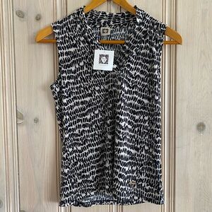 NWT Anne Klein Black and White Sleeveless Printed Tank